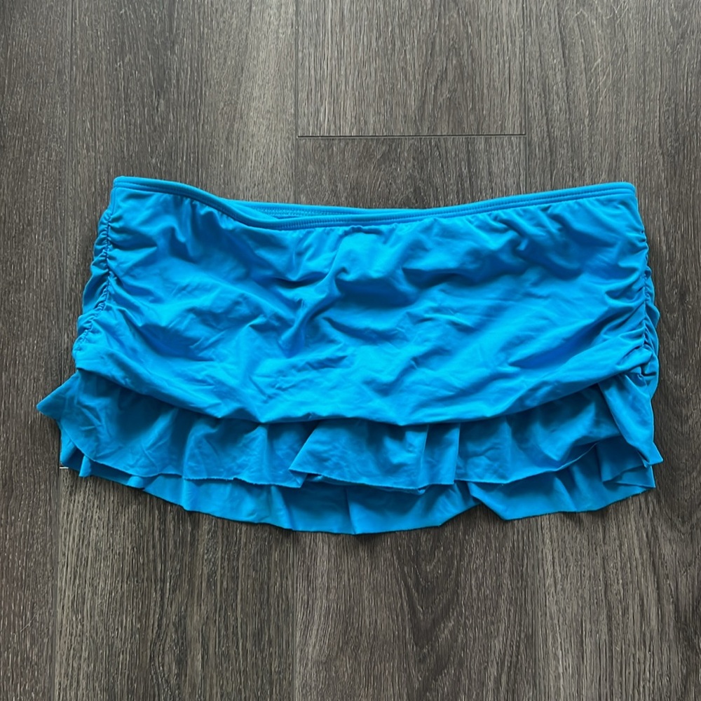 Kenneth Cole vibrant turquoise Bikini bottom skirt skort Large L